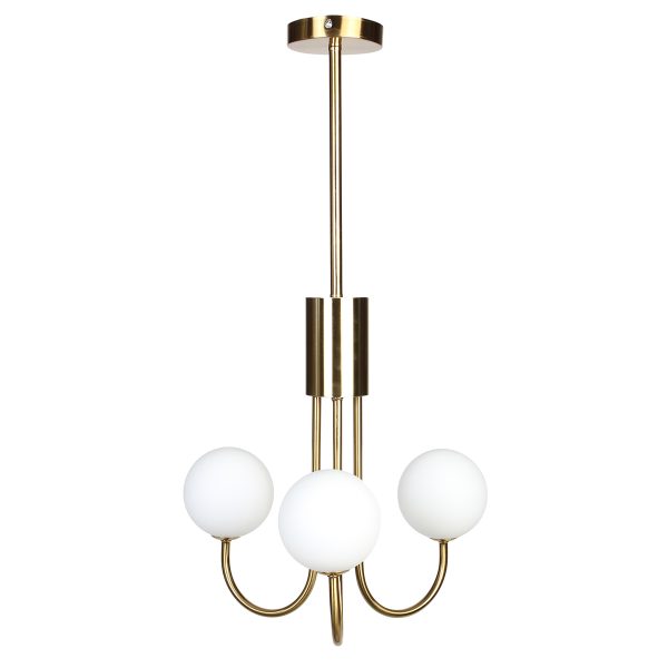 Φωτιστικό κρεμαστό 3 Χ G9 Φ42Χ75 εκ. gold brass με γυάλινες μπάλες - GLOBOBOX BL153-3 GD