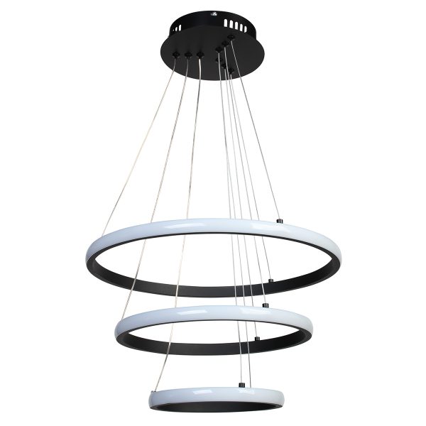 Φωτιστικό κρεμαστό Φ40-Φ30-Φ20 εκ. LED 57W 4000K μαύρο - GLOBOBOX 935-432-2