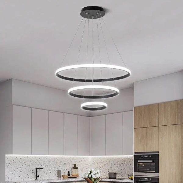 Φωτιστικό κρεμαστό Φ40-Φ30-Φ20 εκ. LED 57W 4000K μαύρο - GLOBOBOX 935-432-2
