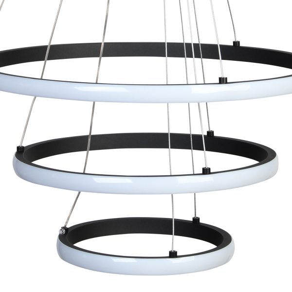 Φωτιστικό κρεμαστό Φ40-Φ30-Φ20 εκ. LED 57W 4000K μαύρο - GLOBOBOX 935-432-2