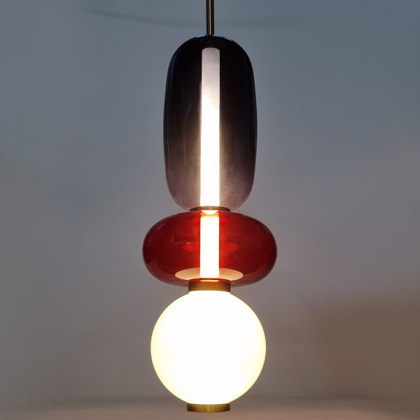 Φωτιστικό κρεμαστό γυάλινο LED 15W Φ17Χ60 εκ. πολύχρωμο - GLOBOBOX 805175