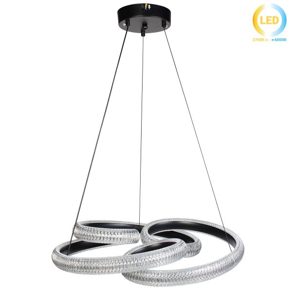 Φωτιστικό κρεμαστό μεταλλικό LED 60W Φ55Χ10 εκ. μαύρο με ακρυλικό - GLOBOBOX 175891