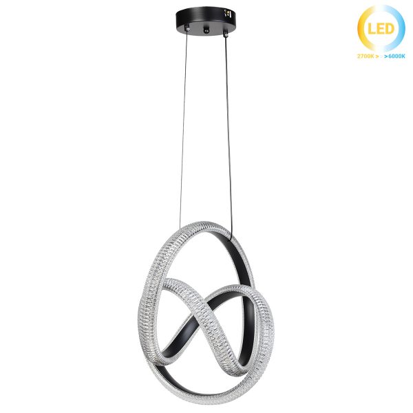 Φωτιστικό κρεμαστό μεταλλικό LED 50W 38Χ34Χ43 εκ. μαύρο με ακρυλικό - GLOBOBOX 175894
