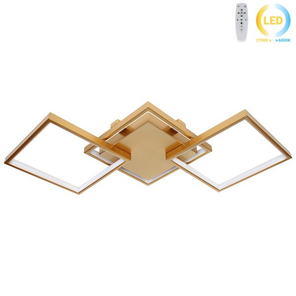Φωτιστικό οροφής LED 34W 80Χ35Χ8 εκ. χρυσό με controller - GLOBOBOX 602165